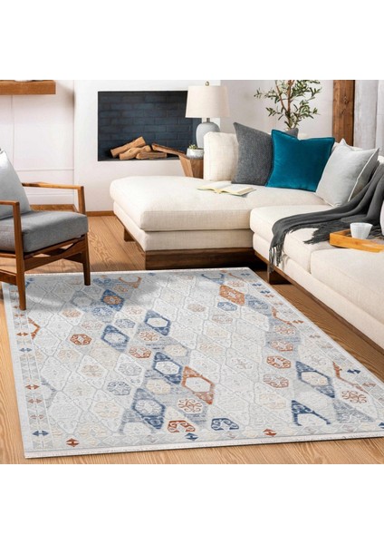 Yöresel Mavi Pamuk Daire Modern Desenli Pamuk Makinada Yıkanabilir Hav Toz Vermez Leke Tutmayan Kaymaz Taban Dijital Makine Baskı Salon Yolluk Mutfak Halı modelleri