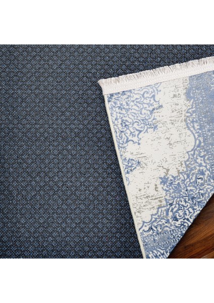 Mavi Klasik Etnik Modern Desenli Pamuk Makinada Yıkanabilir Hav Toz Vermez Leke Tutmayan Kaymaz Taban Dijital Makine Baskı Salon Yolluk Mutfak Halı indirimleri