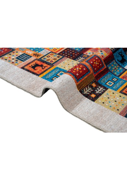 Bovec Patchwork Beyaz Polyester Dikdörtgen Modern Desenli Pamuk Makinada Yıkanabilir Hav Toz Vermez Leke Tutmayan Kaymaz Taban Dijital Makine Baskı Salon Yolluk Mutfak Halı fırsatları