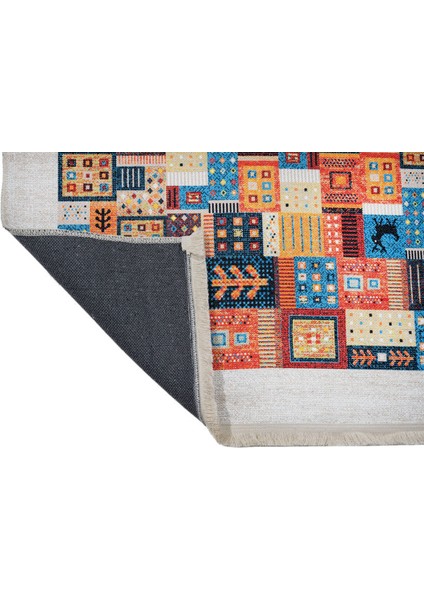Bovec Patchwork Beyaz Polyester Dikdörtgen Modern Desenli Pamuk Makinada Yıkanabilir Hav Toz Vermez Leke Tutmayan Kaymaz Taban Dijital Makine Baskı Salon Yolluk Mutfak Halı indirimleri