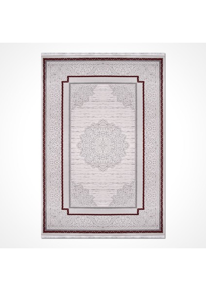 Antonella Çerçeveli Gri Akrilik Dikdörtgen Modern Desenli Akrilik Hav Vermeyen Leke Tutmayan Kolay Temizlenen Yumuşak Makine Salon Yolluk Mutfak Halı