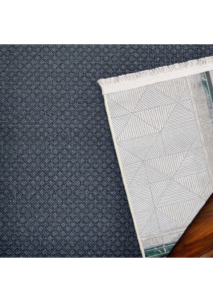 Çerçeveli Yeşil Pamuk Kare Modern Desenli Pamuk Makinada Yıkanabilir Hav Toz Vermez Leke Tutmayan Kaymaz Taban Dijital Makine Baskı Salon Yolluk Mutfak Halı indirimleri