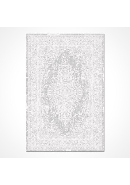 Linan Klasik Gri Viskon Dikdörtgen Modern Desenli Akrilik Hav Vermeyen Leke Tutmayan Kolay Temizlenen Yumuşak Makine Salon Yolluk Mutfak Halı