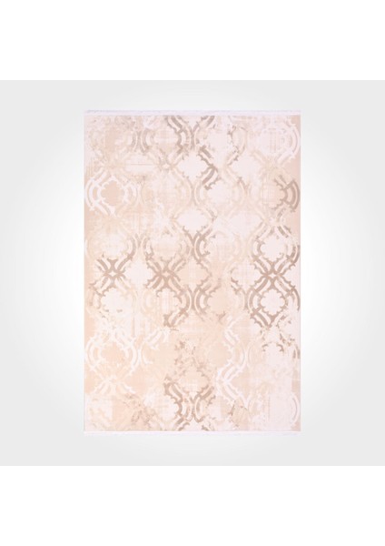 Anya Geometrik Krem Bambu Dikdörtgen Modern Desenli Akrilik Hav Vermeyen Leke Tutmayan Kolay Temizlenen Yumuşak Makine Salon Yolluk Mutfak Halı