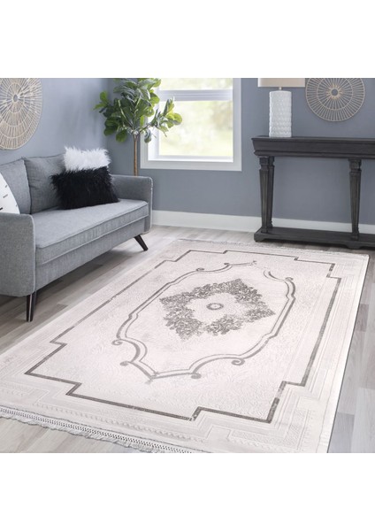Lexi Göbekli Beyaz Pamuk Dikdörtgen Modern Desenli Akrilik Hav Vermeyen Leke Tutmayan Kolay Temizlenen Yumuşak Makine Salon Yolluk Mutfak Halı fiyatları