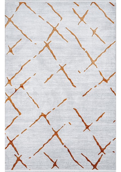 Sarah Geometrik Krem Pamuk Dikdörtgen Modern Desenli Akrilik Hav Vermeyen Leke Tutmayan Kolay Temizlenen Yumuşak Makine Salon Yolluk Mutfak Halı