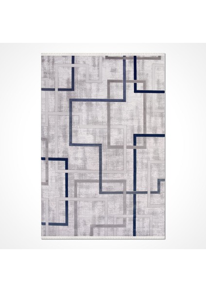 Skyler Geometrik Gri Akrilik Dikdörtgen Modern Desenli Akrilik Hav Vermeyen Leke Tutmayan Kolay Temizlenen Yumuşak Makine Salon Yolluk Mutfak Halı