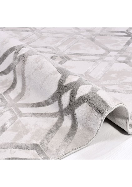 Kassidy Geometrik Gri Bambu Kare Modern Desenli Akrilik Hav Vermeyen Leke Tutmayan Kolay Temizlenen Yumuşak Makine Salon Yolluk Mutfak Halı modelleri