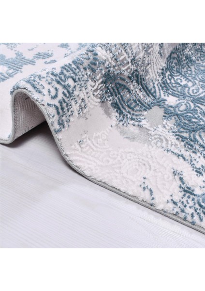 Ariel Modern Mavi Pamuk Kare Modern Desenli Akrilik Hav Vermeyen Leke Tutmayan Kolay Temizlenen Yumuşak Makine Salon Yolluk Mutfak Halı fiyatları