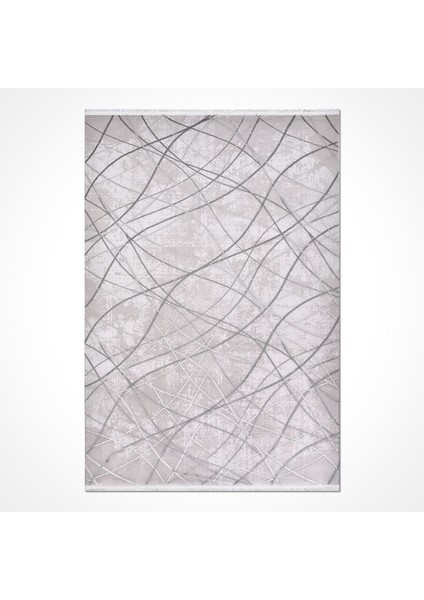 Evelyn Geometrik Gri Akrilik Dikdörtgen Modern Desenli Akrilik Hav Vermeyen Leke Tutmayan Kolay Temizlenen Yumuşak Makine Salon Yolluk Mutfak Halı