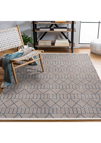 Geometrik Bej Pamuk Dikdörtgen Modern Desenli Pamuk Makinada Yıkanabilir Hav Toz Vermez Leke Tutmayan Kaymaz Taban Dijital Makine Baskı Salon Yolluk Mutfak Halı modelleri