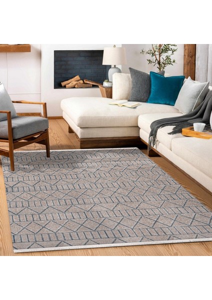 Geometrik Bej Pamuk Dikdörtgen Modern Desenli Pamuk Makinada Yıkanabilir Hav Toz Vermez Leke Tutmayan Kaymaz Taban Dijital Makine Baskı Salon Yolluk Mutfak Halı fırsatları