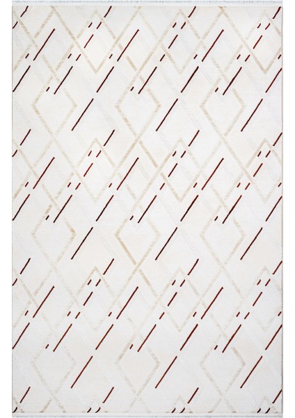 Cassandra Geometrik Krem Bambu Dikdörtgen Modern Desenli Akrilik Hav Vermeyen Leke Tutmayan Kolay Temizlenen Yumuşak Makine Salon Yolluk Mutfak Halı