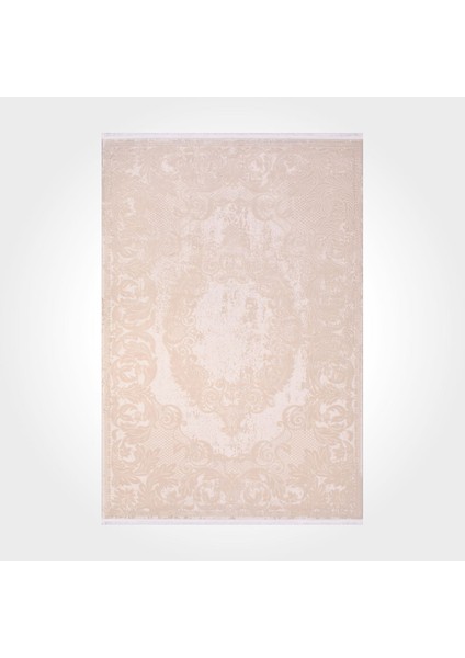 Jane Çerçeveli Krem Akrilik Dikdörtgen Modern Desenli Akrilik Hav Vermeyen Leke Tutmayan Kolay Temizlenen Yumuşak Makine Salon Yolluk Mutfak Halı