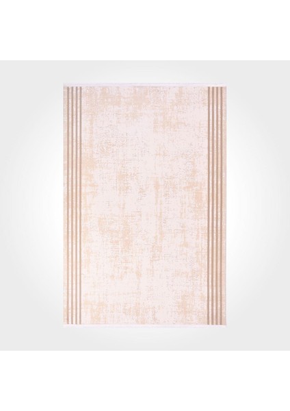 Addilyn Çerçeveli Krem Akrilik Kare Modern Desenli Akrilik Hav Vermeyen Leke Tutmayan Kolay Temizlenen Yumuşak Makine Salon Yolluk Mutfak Halı