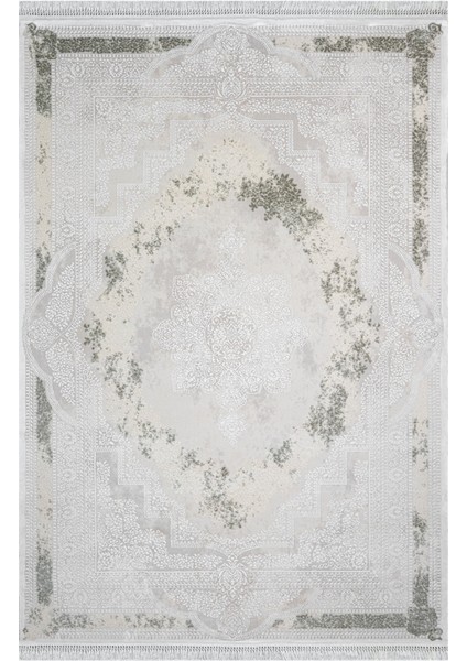 Alessandra Göbekli Beyaz Pamuk Dikdörtgen Modern Desenli Akrilik Hav Vermeyen Leke Tutmayan Kolay Temizlenen Yumuşak Makine Salon Yolluk Mutfak Halı