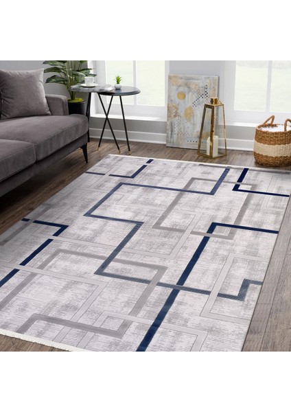 Skyler Geometrik Gri Akrilik Dikdörtgen Modern Desenli Akrilik Hav Vermeyen Leke Tutmayan Kolay Temizlenen Yumuşak Makine Salon Yolluk Mutfak Halı fırsatları