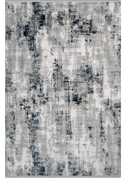 Zariah Modern Gri Akrilik Kare Modern Desenli Akrilik Hav Vermeyen Leke Tutmayan Kolay Temizlenen Yumuşak Makine Salon Yolluk Mutfak Halı