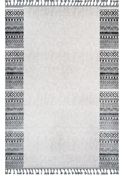 Katalina Çerçeveli Gri Pamuk Dikdörtgen Modern Desenli Akrilik Hav Vermeyen Leke Tutmayan Kolay Temizlenen Yumuşak Makine Salon Yolluk Mutfak Halı