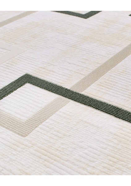 Noa Geometrik Krem Akrilik Kare Modern Desenli Akrilik Hav Vermeyen Leke Tutmayan Kolay Temizlenen Yumuşak Makine Salon Yolluk Mutfak Halı fırsatları