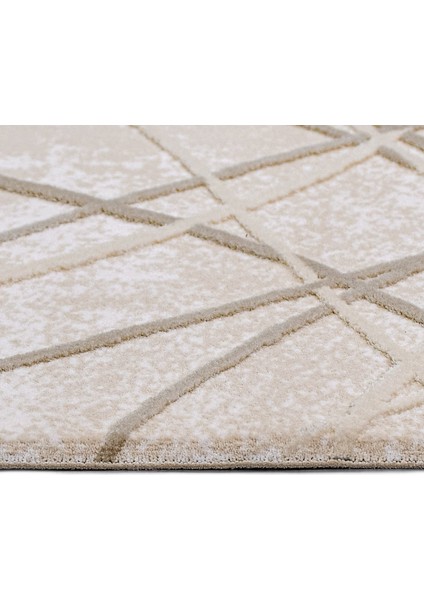 Rosie Çizgili Krem Akrilik Kare Modern Desenli Akrilik Hav Vermeyen Leke Tutmayan Kolay Temizlenen Yumuşak Makine Salon Yolluk Mutfak Halı fırsatları