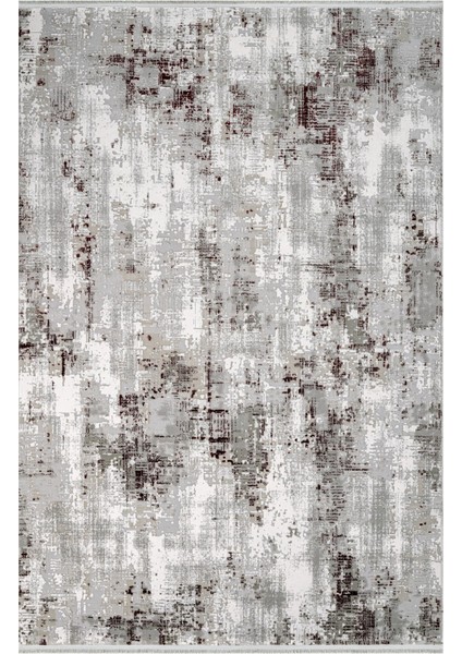 Keira Modern Gri Akrilik Kare Modern Desenli Akrilik Hav Vermeyen Leke Tutmayan Kolay Temizlenen Yumuşak Makine Salon Yolluk Mutfak Halı