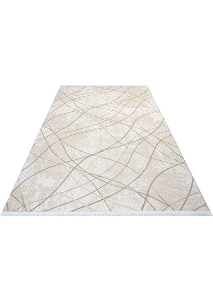 Rosie Çizgili Krem Akrilik Dikdörtgen Modern Desenli Akrilik Hav Vermeyen Leke Tutmayan Kolay Temizlenen Yumuşak Makine Salon Yolluk Mutfak Halı fiyatları