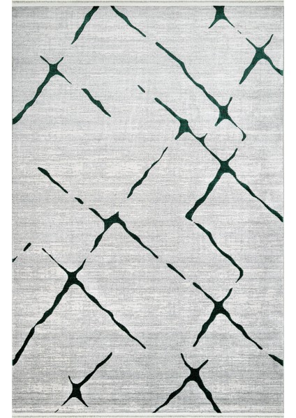 Emery Geometrik Gri Pamuk Kare Modern Desenli Akrilik Hav Vermeyen Leke Tutmayan Kolay Temizlenen Yumuşak Makine Salon Yolluk Mutfak Halı