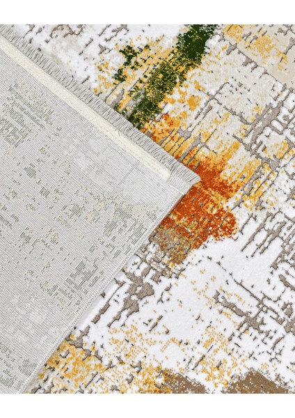 Amira Modern Turuncu Yün Dikdörtgen Modern Desenli Akrilik Hav Vermeyen Leke Tutmayan Kolay Temizlenen Yumuşak Makine Salon Yolluk Mutfak Halı indirimleri