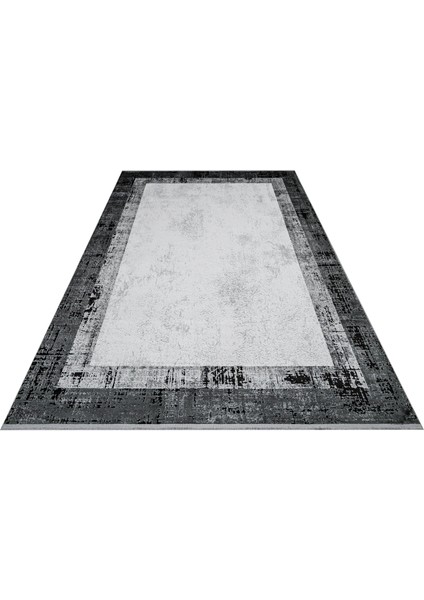 Haven Çerçeveli Antrasit Pamuk Dikdörtgen Modern Desenli Akrilik Hav Vermeyen Leke Tutmayan Kolay Temizlenen Yumuşak Makine Salon Yolluk Mutfak Halı