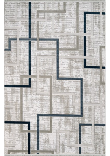 Skyler Geometrik Gri Akrilik Dikdörtgen Modern Desenli Akrilik Hav Vermeyen Leke Tutmayan Kolay Temizlenen Yumuşak Makine Salon Yolluk Mutfak Halı