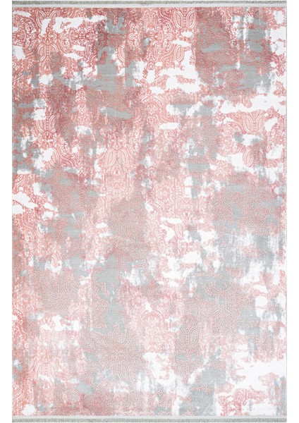 Leila Modern Pembe Pamuk Kare Modern Desenli Akrilik Hav Vermeyen Leke Tutmayan Kolay Temizlenen Yumuşak Makine Salon Yolluk Mutfak Halı