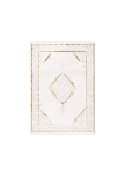 Abstract Çerçeveli Gold Akrilik Dikdörtgen Modern Desenli Akrilik Hav Vermeyen Leke Tutmayan Kolay Temizlenen Yumuşak Makine Salon Yolluk Mutfak Halı