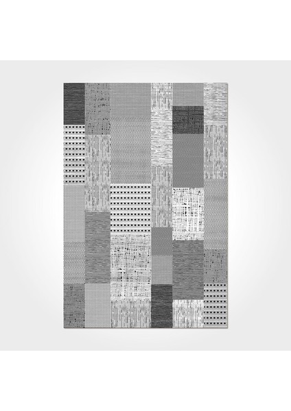 Delaney Patchwork Gri Pamuk Dikdörtgen Modern Desenli Akrilik Hav Vermeyen Leke Tutmayan Kolay Temizlenen Yumuşak Makine Salon Yolluk Mutfak Halı