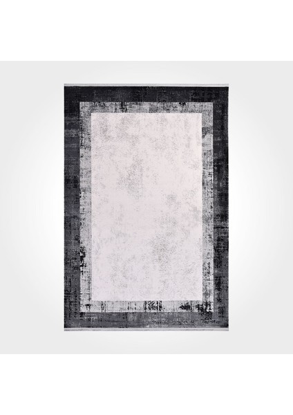 Haven Çerçeveli Antrasit Pamuk Dikdörtgen Modern Desenli Akrilik Hav Vermeyen Leke Tutmayan Kolay Temizlenen Yumuşak Makine Salon Yolluk Mutfak Halı