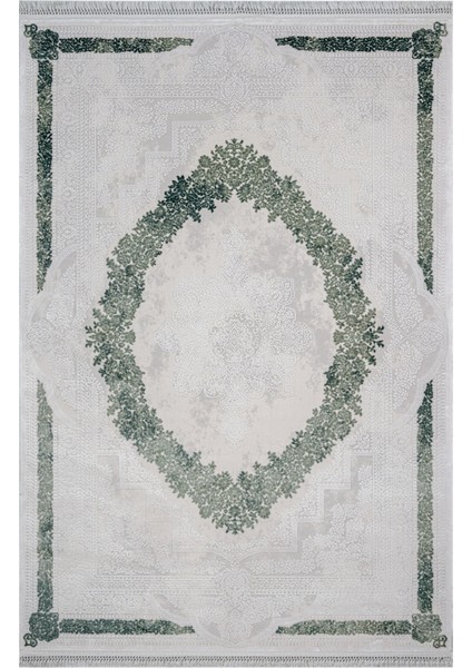 Amora Göbekli Beyaz Pamuk Dikdörtgen Modern Desenli Akrilik Hav Vermeyen Leke Tutmayan Kolay Temizlenen Yumuşak Makine Salon Yolluk Mutfak Halı