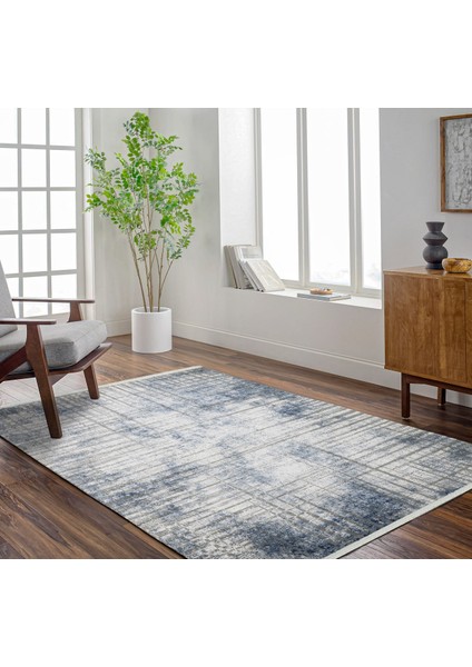 Mavi Modern Etnik Desenli Pamuk Makinada Yıkanabilir Hav Toz Vermez Leke Tutmayan Kaymaz Taban Dijital Makine Baskı Salon Yolluk Mutfak Halı fırsatları