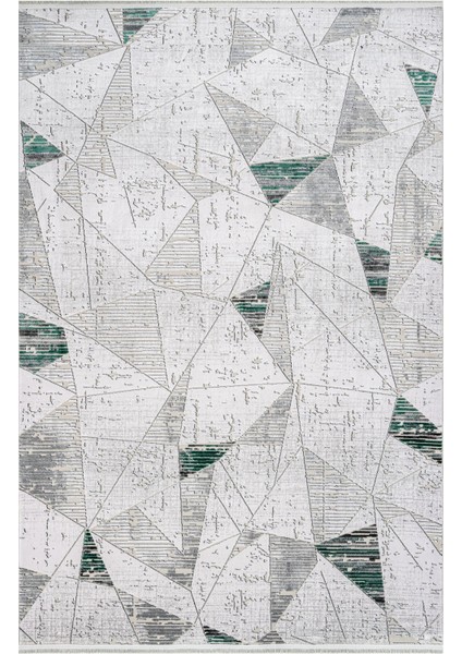 Cora Geometrik Gri Pamuk Dikdörtgen Modern Desenli Akrilik Hav Vermeyen Leke Tutmayan Kolay Temizlenen Yumuşak Makine Salon Yolluk Mutfak Halı