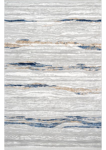 Oakley Çizgili Gri Yün Dikdörtgen Modern Desenli Akrilik Hav Vermeyen Leke Tutmayan Kolay Temizlenen Yumuşak Makine Salon Yolluk Mutfak Halı