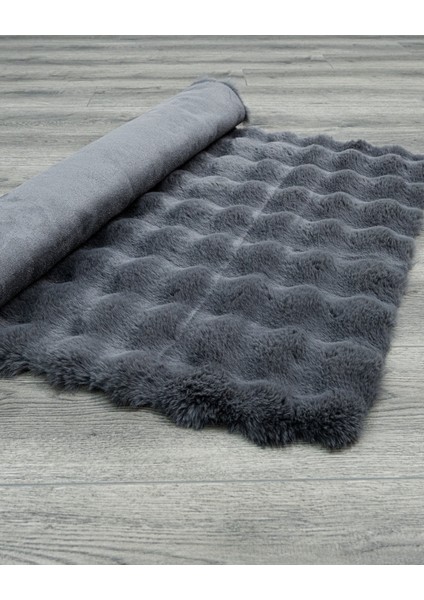 Travers Düz Antrasit Polyester Dikdörtgen Modern Desenli Akrilik Hav Vermeyen Leke Tutmayan Kolay Temizlenen Yumuşak Makine Salon Yolluk Mutfak Halı