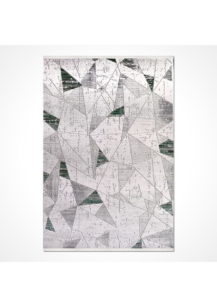 Cora Geometrik Gri Pamuk Dikdörtgen Modern Desenli Akrilik Hav Vermeyen Leke Tutmayan Kolay Temizlenen Yumuşak Makine Salon Yolluk Mutfak Halı