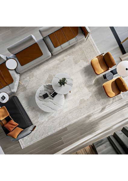 Bej Klasik Etnik Modern Desenli Pamuk Makinada Yıkanabilir Hav Toz Vermez Leke Tutmayan Kaymaz Taban Dijital Makine Baskı Salon Yolluk Mutfak Halı modelleri