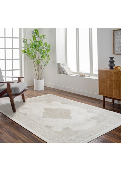 Bej Klasik Etnik Modern Desenli Pamuk Makinada Yıkanabilir Hav Toz Vermez Leke Tutmayan Kaymaz Taban Dijital Makine Baskı Salon Yolluk Mutfak Halı fırsatları