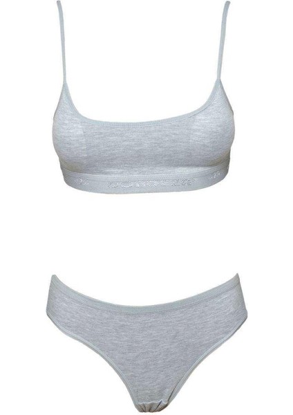 Pedli Ip Askılı Yarım Atlet Büstiyer Külot Takım Gri