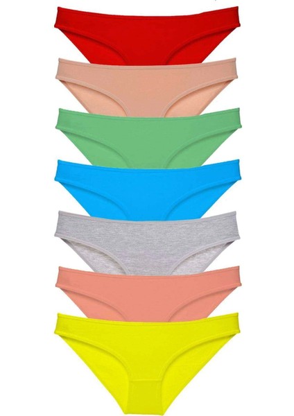 7 Adet Süper Eko Set Likralı Kadın Slip Külot Çok Renkli