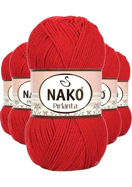 5 Adet Pırlanta Amigurumi El Örgü Ipi Yünü Gelincik Kırmızı 6741