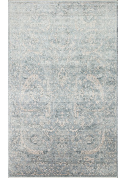 Çerçeveli Mavi Modern Desenli Akrilik Hav Vermeyen Leke Tutmayan Kolay Temizlenen Yumuşak El Dokuma Salon Yolluk Halı