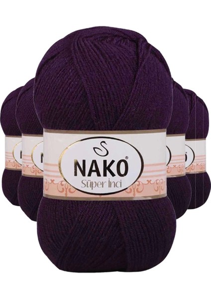 5 Adet Süper Inci El Örgü Ipi 100 gr Mor 3260