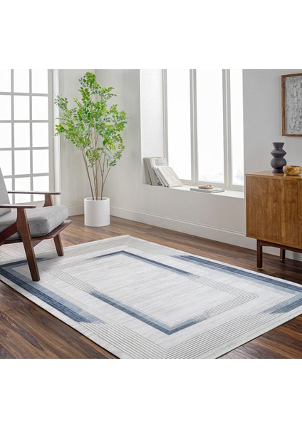 Mavi Geometrik Etnik Modern Desenli Pamuk Makinada Yıkanabilir Hav Toz Vermez Leke Tutmayan Kaymaz Taban Dijital Makine Baskı Salon Yolluk Mutfak Halı fiyatları