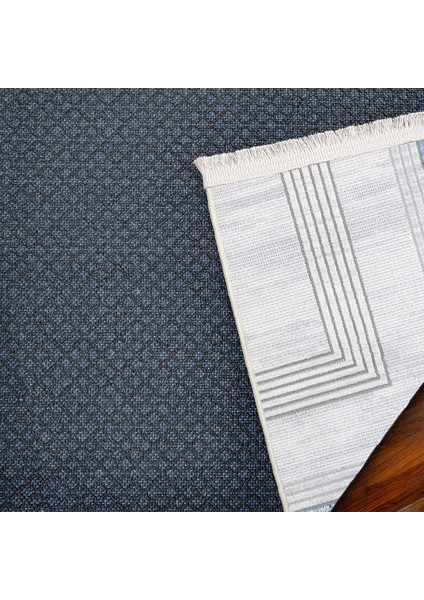 Mavi Geometrik Etnik Modern Desenli Pamuk Makinada Yıkanabilir Hav Toz Vermez Leke Tutmayan Kaymaz Taban Dijital Makine Baskı Salon Yolluk Mutfak Halı indirimleri